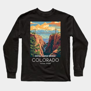 A Vintage Travel Illustration of the Royal Gorge Bridge - Colorado - US Long Sleeve T-Shirt